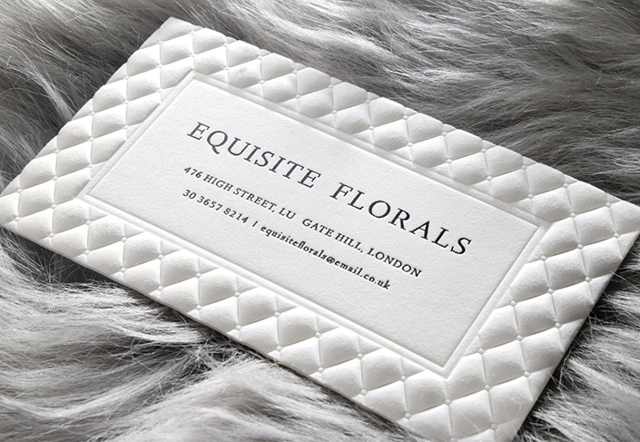 White Embossed Printable Business Cards